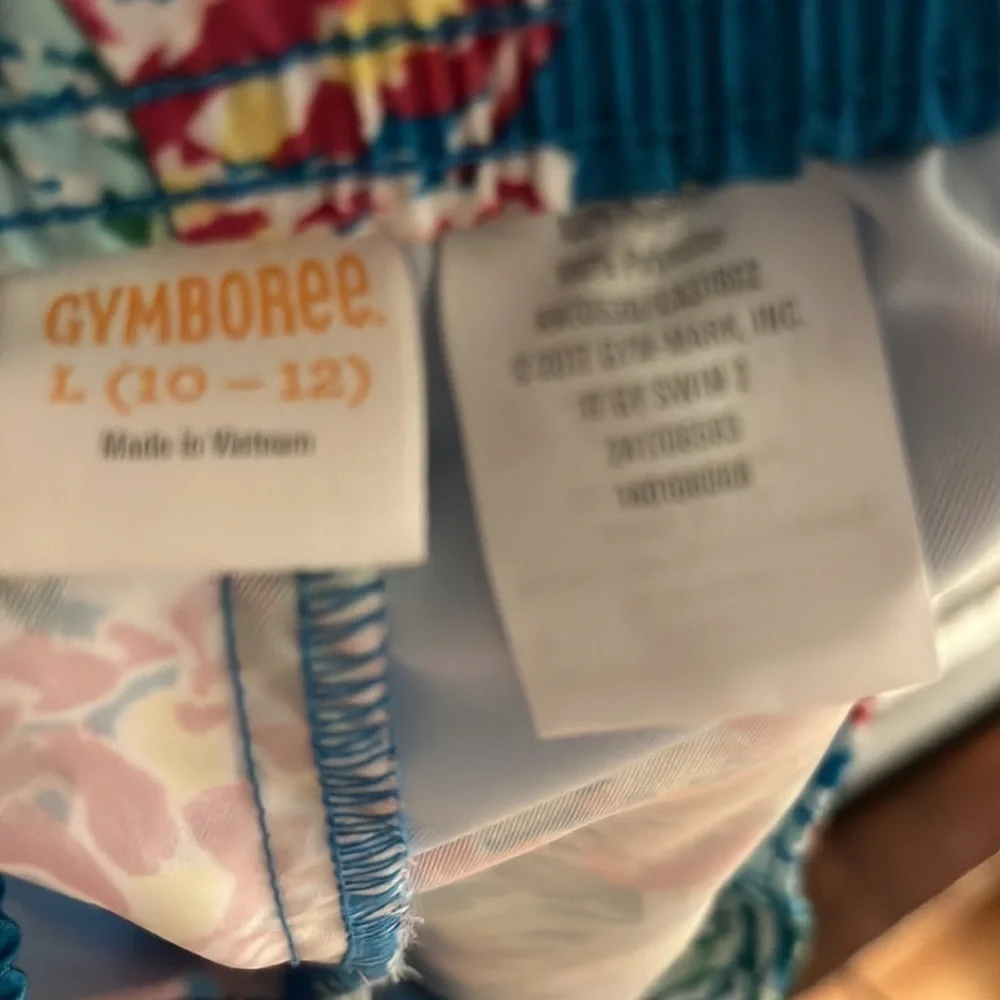 Gymboree Kids L 10-12 Blue Pineapple‎ Floral Swim Trunks Beach Shorts